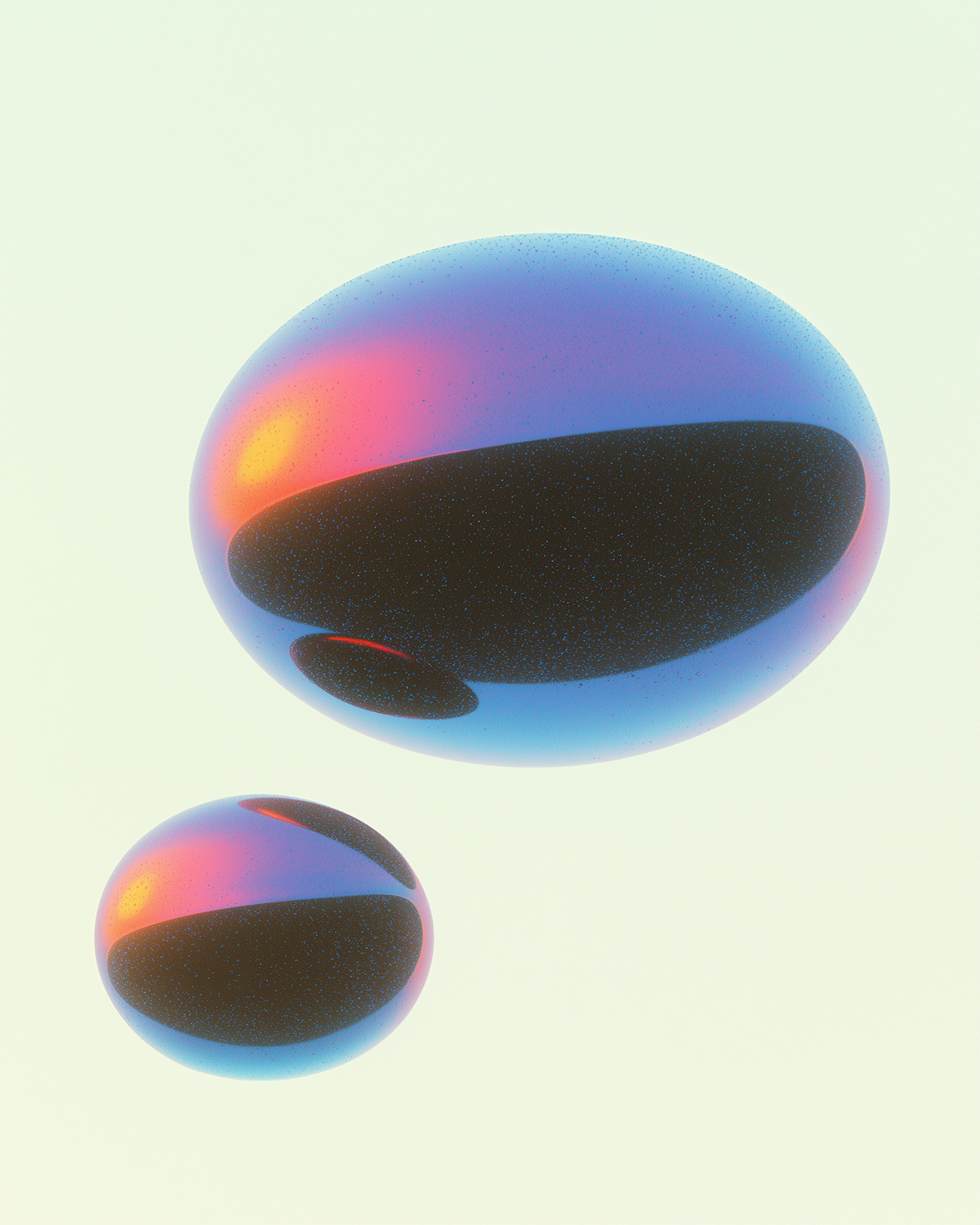 Two glossy gradient spheres floating on a pale background